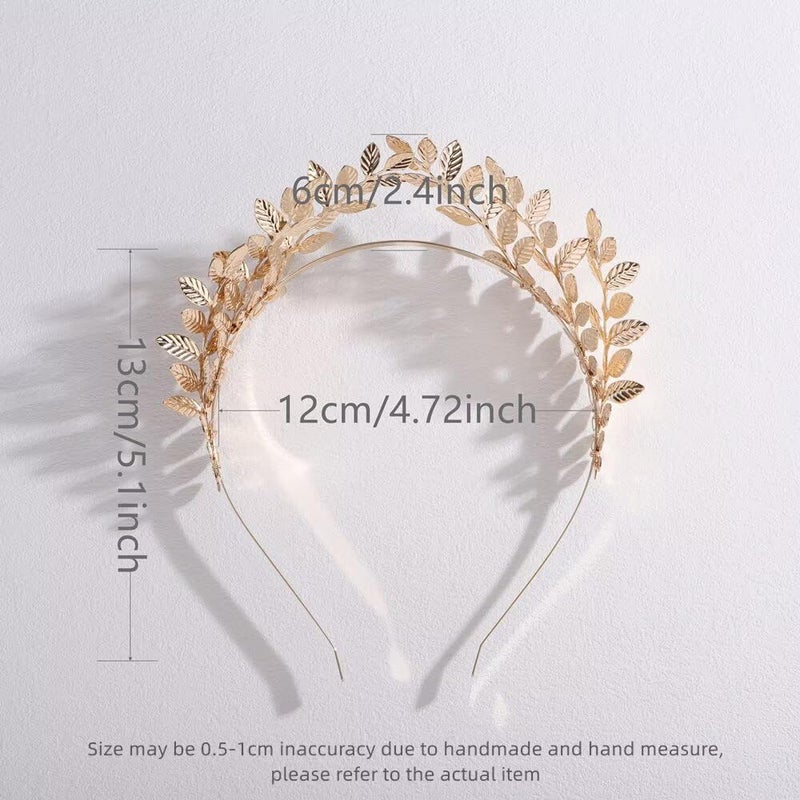 Chmier Bridal Headband Leaf Vine Headband Leaf Crown Leaf Tiara Wedding Headpiece Bridesmaid Prom Festival Hair Accessories for Women(Gold) - Image 4